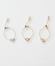Phoebe ≪サイズ調整可能≫【金属アレルギー対応】プチベゼルストーンチェーンリング　ゴールド