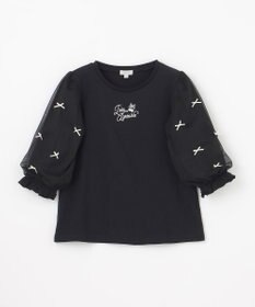 ANY KIDS リボン×チュール 七分袖Tシャツ