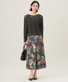 自由区 S 【洗える】ペイントタッチフラワープリント スカート