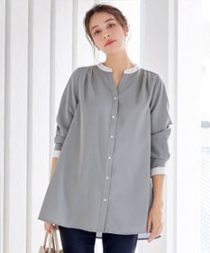 Tiaclasse 【洗える】クレリックシャツチュニックブラウス