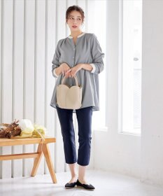 Tiaclasse 【洗える】クレリックシャツチュニックブラウス