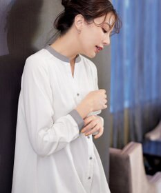 Tiaclasse 【洗える】クレリックシャツチュニックブラウス