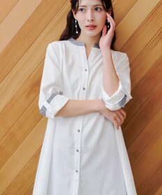 Tiaclasse 【洗える】クレリックシャツチュニックブラウス