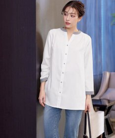 Tiaclasse 【洗える】クレリックシャツチュニックブラウス