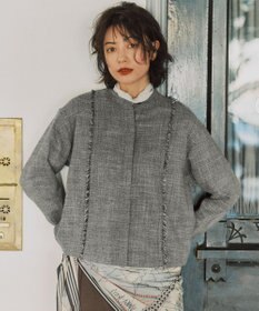 ICB ライトスラブツイード シャツジャケット ブラック×オフホワイトミックス