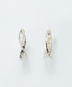 Phoebe 〈シリーズ累計販売10000点突破！〉〈痛くないシリーズ/金属アレルギー対応〉クロスフープクリスタルループフィットイヤリング　シルバー