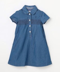 組曲 KIDS 【100㎝】 フラワーボタンデニムワンピース