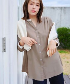 Tiaclasse 【洗える】クレリックシャツチュニックブラウス