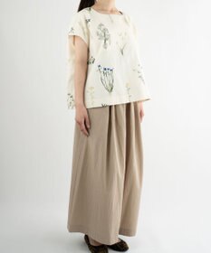 muuc ボタニカル刺繍ゆったりプルオーバー〈国産・綿100%天然素材〉〈フリーサイズ〉〈3シーズン〉〈繊細な草花刺繍・大人ナチュラル上質服〉
