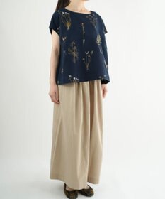 muuc ボタニカル刺繍ゆったりプルオーバー〈国産・綿100%天然素材〉〈フリーサイズ〉〈3シーズン〉〈繊細な草花刺繍・大人ナチュラル上質服〉