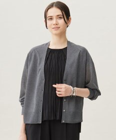 自由区 【洗える】ブライトシアー カーディガン チャコール