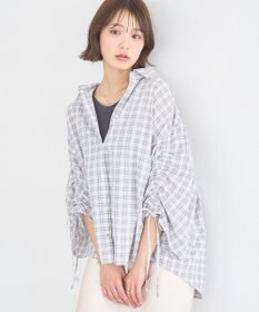 earth music&ecology シャーリングスリーブチェックシャツ