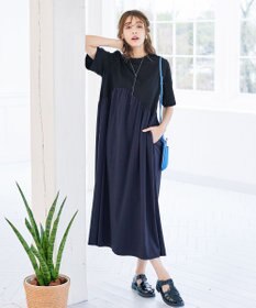 Tiaclasse 【洗える】切替マキシワンピース