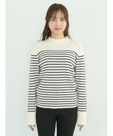 earth music&ecology ゴールド釦スリーブリブプルオーバー