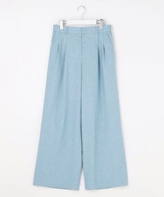 自由区 【セットアップ対応・楽チンキレイ見え】ソフトリネンダンガリーワイド パンツ