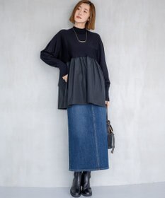 23区 L 【洗える】ギャザープルオーバー コンビ ニット