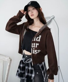 WEGO グラフィックジャガードニットZIPパーカー