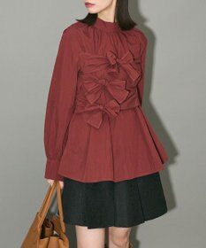 Green Parks リボンデザインハイネックブラウス