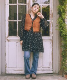 earth music&ecology スウェード調フリンジベスト