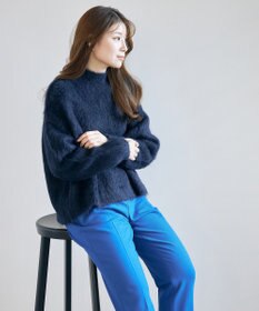 UNFILO 【洗える】アルパカシャギー ハイネッククロップドニット