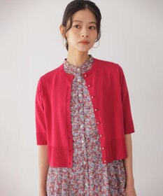 組曲 シアーニット5分袖 カーディガン チェリーローズ系