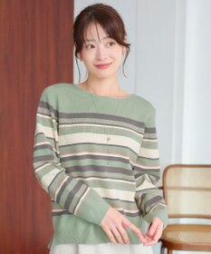 Tiaclasse マルチボーダーニットトップス