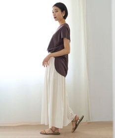 UNFILO L BEAUTY FORM ロゴ刺繍フレンチスリーブTシャツ