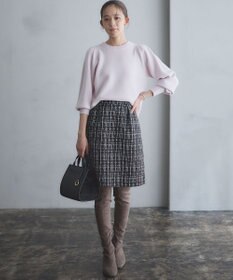 組曲 【8色展開・前後着用可】ウールカシミヤミックス パフスリーブ ニット