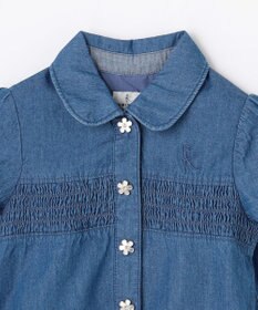 組曲 KIDS 【100㎝】 フラワーボタンデニムワンピース