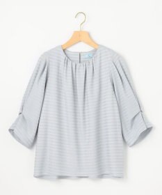 組曲 L 【WEB限定】ボーダージャガード タック袖ブラウス