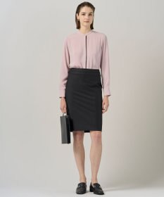 ICB L 【新色追加・WEB限定カラーあり・接触冷感・UVケア・速乾・洗える】BackSatinAmunzen バンドカラーブラウス