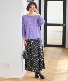 自由区 【洗える】クレープストレッチドルマンスリーブ7分袖 ニット