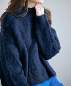 UNFILO L 【洗える】アルパカシャギー ハイネッククロップドニット