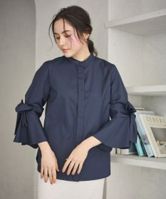 #Newans 【洗濯機可能/シワになりにくい】リボンカフスブラウス