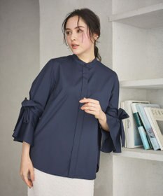 #Newans 【洗濯機可能/シワになりにくい】リボンカフスブラウス