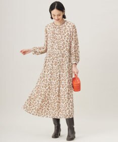 自由区 【洗える】スノーフラワープリント ワンピース