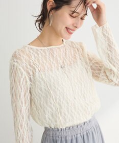 Green Parks パネルラインレースカットプルオーバー