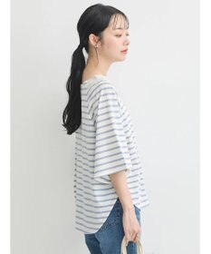 earth music&ecology 襟レースボーダーポンチョ