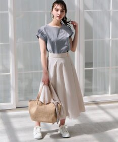 ANY SIS S 【洗える】シルケットストライプフレンチスリーブ カットソー