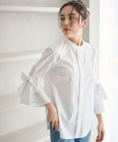 #Newans 【洗濯機可能/シワになりにくい】リボンカフスブラウス