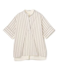 BEIGE， QUARTZ / 異素材コンビ ストライプシャツ