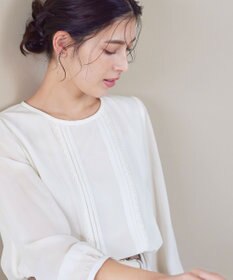 Tiaclasse 【洗える】ピンタックレースブラウス