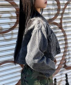 WEGO ヴィンテージウォッシュショートデニムジャケット