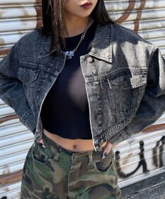 WEGO ヴィンテージウォッシュショートデニムジャケット