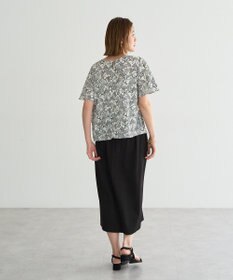 YECCA VECCA ラインフルーツ柄ラッフルブラウス