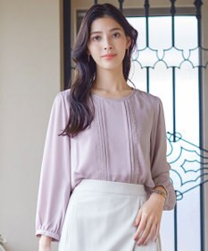 Tiaclasse L 【洗える】ピンタックレースブラウス