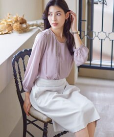 Tiaclasse 【洗える】ピンタックレースブラウス