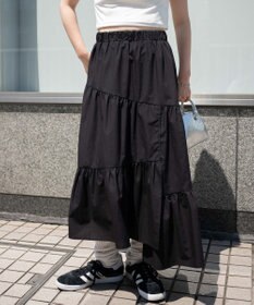 WEGO 【ウエストゴム】ランダムフリルロングスカート