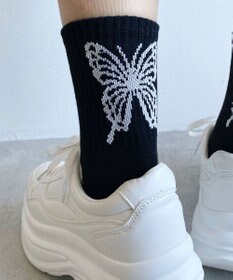 WEGO バックバタフライクルーソックス