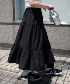 WEGO 【ウエストゴム】ランダムフリルロングスカート